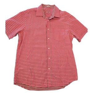 Bugatchi Shaped Fit Shirt Men's Button Down Red Gingham Pattern Dress Shirt XL